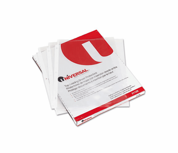 UNV21128 Top-Load Poly Sheet Protectors, Heavy Gauge, Clear, 50/Box By UNIVERSAL OFFICE PRODUCTS
