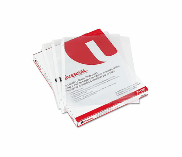 UNV21129 Top-Load Poly Sheet Protectors, Heavy Gauge, Nonglare, Clear 50/Box By UNIVERSAL OFFICE PRODUCTS