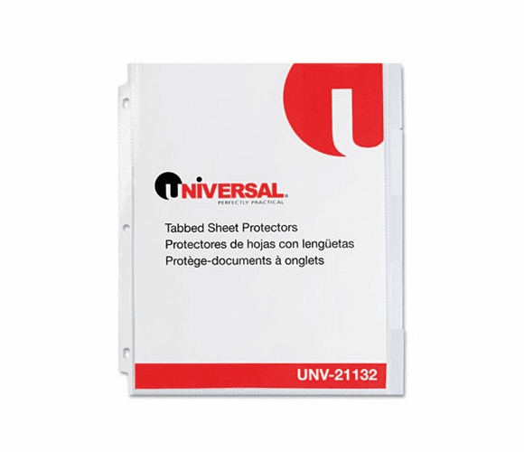 UNV21132 Heavy Weight Sheet Protector with Index Tabs, Nonglare, Clear, 5-Tab, 5/Pk By UNIVERSAL OFFICE PRODUCTS