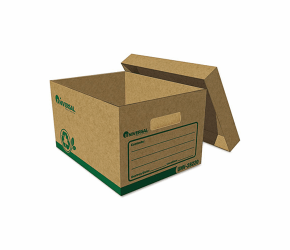 UNV28220 Recycled Record Storage Box, Letter, 12" x 24" x 10", Kraft, 12/Carton By UNIVERSAL OFFICE PRODUCTS