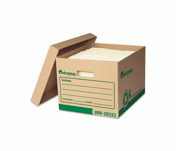 UNV282234 Recycled Record Storage Box, Letter/Legal, 12 x 15 x 10, Kraft, 4/Carton By UNIVERSAL OFFICE PRODUCTS
