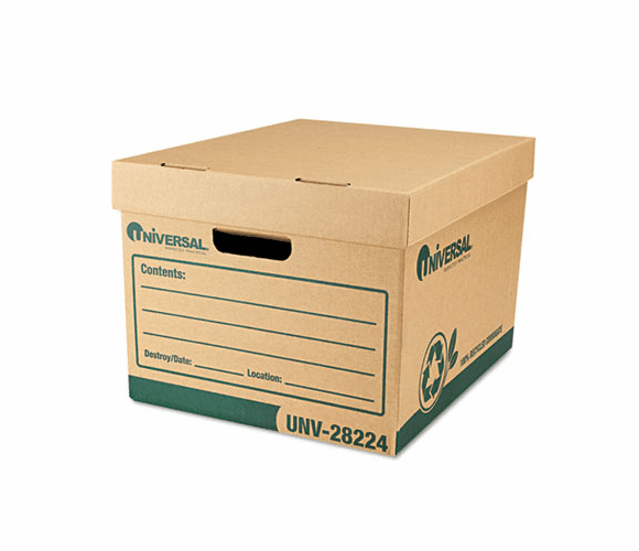 UNV28224 Recycled Record Storage Box, Letter, 12 x 15 x 10, Kraft, 12/Carton By UNIVERSAL OFFICE PRODUCTS