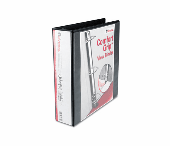 UNV30731 Comfort Grip Deluxe Plus D-Ring View Binder, 2" Capacity, 8-1/2 x 11, Black By UNIVERSAL OFFICE PRODUCTS