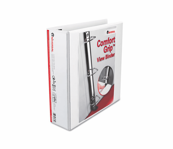 UNV30752 Comfort Grip Deluxe Plus D-Ring View Binder, 3" Capacity, 8-1/2 x 11, White By UNIVERSAL OFFICE PRODUCTS