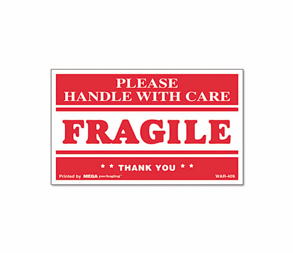UNV308383 "Fragile Handle with Care" Self-Adhesive Shipping Labels, 3 x 5, 500/Roll By UNIVERSAL OFFICE PRODUCTS