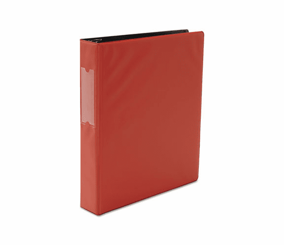 UNV33413 Suede Finish Vinyl Round Ring Binder With Label Holder, 1-1/2" Capacity, Red By UNIVERSAL OFFICE PRODUCTS