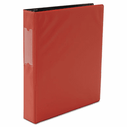 UNV33413 Suede Finish Vinyl Round Ring Binder With Label Holder, 1-1/2" Capacity, Red By UNIVERSAL OFFICE PRODUCTS