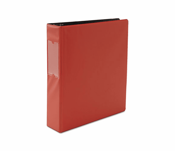 UNV34416 Suede Finish Vinyl Round Ring Binder With Label Holder, 2" Capacity, Red By UNIVERSAL OFFICE PRODUCTS