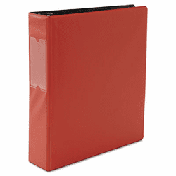 UNV34416 Suede Finish Vinyl Round Ring Binder With Label Holder, 2" Capacity, Red By UNIVERSAL OFFICE PRODUCTS
