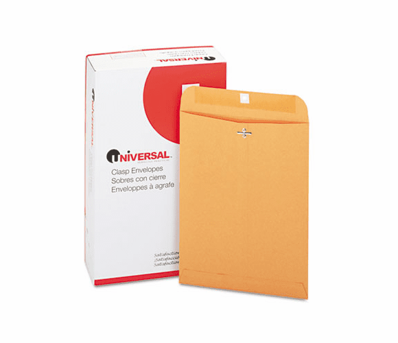 UNV35264 Kraft Clasp Envelope, Side Seam, 28lb, 9 x 12, Light Brown, 100/Box By UNIVERSAL OFFICE PRODUCTS