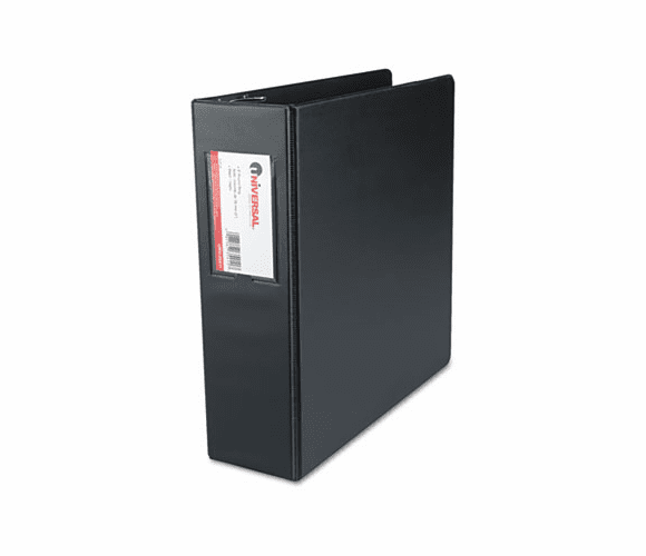 UNV35411 Suede Finish Vinyl Round Ring Binder With Label Holder, 3" Capacity, Black By UNIVERSAL OFFICE PRODUCTS