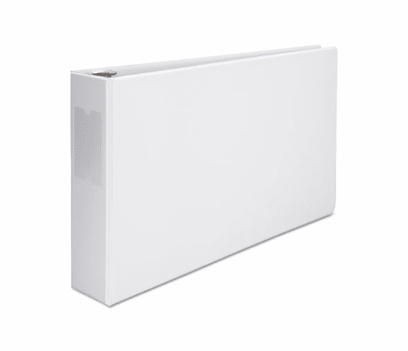 UNV35424 Wide Base Round Ring Binder With Label Holder, 3" Capacity, 11 x 17, White By UNIVERSAL OFFICE PRODUCTS