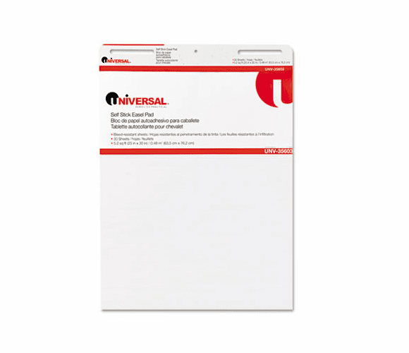 UNV35603 Self-Stick Easel Pads, Unruled, 25 x 30, White, 2 30-Sheet Pads/Carton By UNIVERSAL OFFICE PRODUCTS