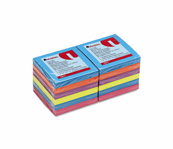 UNV35611 Fan-Folded Pop-Up Notes, 3 x 3, 5 Colors, 12 100-Sheet Pads/Pack By UNIVERSAL OFFICE PRODUCTS