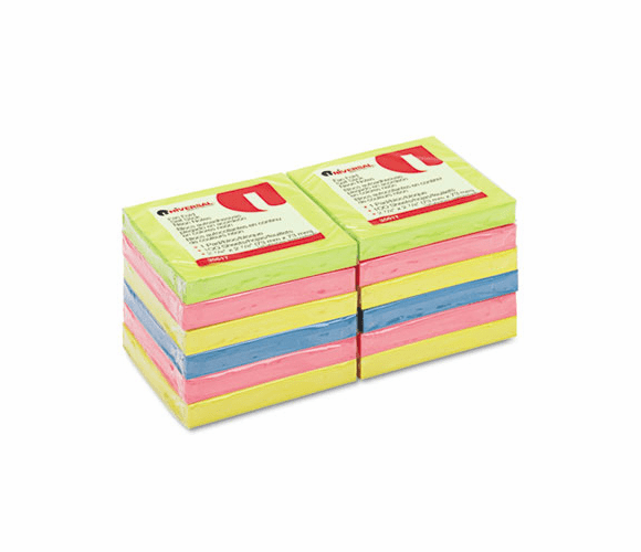 UNV35617 Fan-Folded Pop-Up Notes, 3 x 3, 4 Neon Colors, 12 100-Sheet Pads/Pack By UNIVERSAL OFFICE PRODUCTS