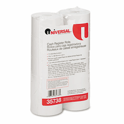 UNV35738 1-Ply Cash Register/Point of Sale Roll, 16 lb, 1/2" Core, 1-1/2"x138 ft, 10/Pack By UNIVERSAL OFFICE PRODUCTS