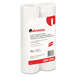 UNV35744 1-Ply Cash Register/Point of Sale Roll, 16 lb, 1/2" Core, 1-3/4"x138 ft, 10/Pack By UNIVERSAL OFFICE PRODUCTS
