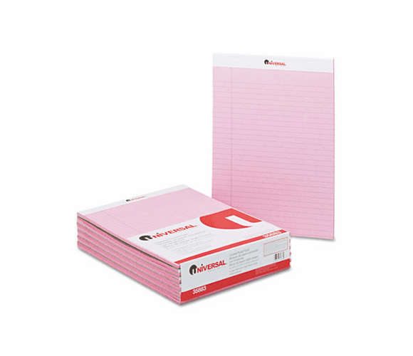 UNV35883 Colored Perforated Note Pads, 8-1/2 x 11, Pink, 50-Sheet, Dozen By UNIVERSAL OFFICE PRODUCTS