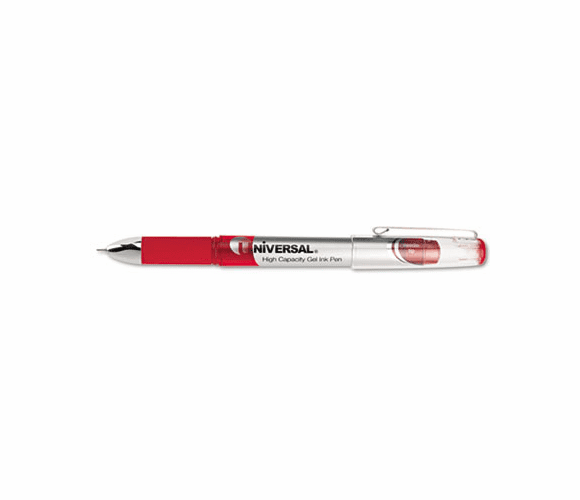 UNV39319 High Capacity Roller Ball Stick Gel Pen, Red Ink, Needle, Dozen By UNIVERSAL OFFICE PRODUCTS