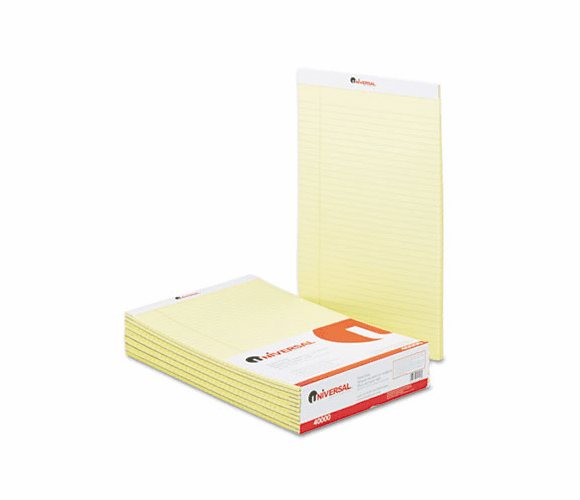 UNV40000 Perforated Edge Writing Pad, Legal/Margin Rule, Legal, Canary, 50-Sheet, Dozen By UNIVERSAL OFFICE PRODUCTS