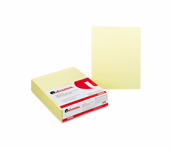 UNV42000 Glue Top Writing Pads, Narrow Rule, Ltr, Canary, 50-Sheet Pads/Pack, Dozen By UNIVERSAL OFFICE PRODUCTS
