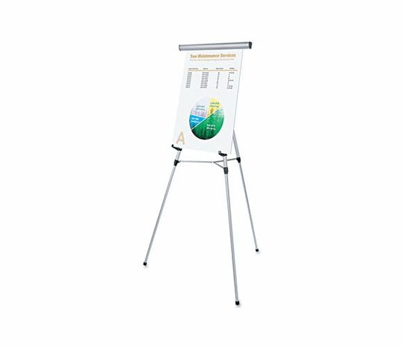 UNV43050 3-Leg Telescoping Easel with Pad Retainer, Adjusts 34" to 64", Aluminum, Silver By UNIVERSAL OFFICE PRODUCTS