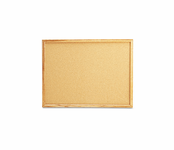 UNV43602 Cork Bulletin Board, 24 x 18, Natural, Oak-Finished Frame By UNIVERSAL OFFICE PRODUCTS