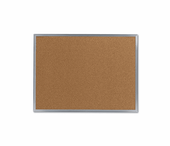 UNV43612 Bulletin Board, Natural Cork, 24 x 18, Satin-Finished Aluminum Frame By UNIVERSAL OFFICE PRODUCTS