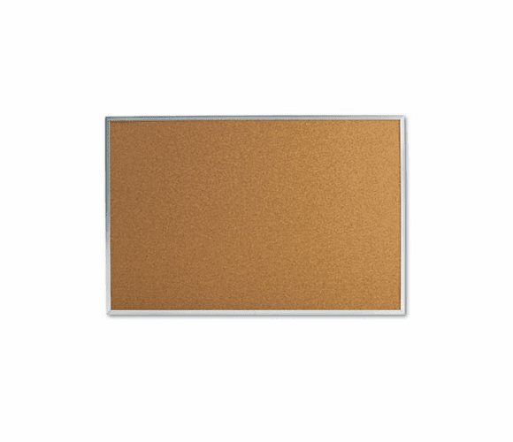 UNV43613 Bulletin Board, Natural Cork, 36 x 24, Satin-Finished Aluminum Frame By UNIVERSAL OFFICE PRODUCTS