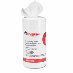 UNV43662 Dry Cleaning Wipes, 5 x 10, 50/Wipes in Pop-Up Pack By UNIVERSAL OFFICE PRODUCTS