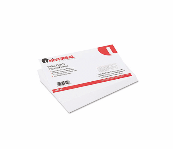 UNV47240 Unruled Index Cards, 5 x 8, White, 100/Pack By UNIVERSAL OFFICE PRODUCTS
