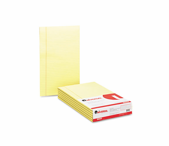 UNV50000 Glue Top Writing Pads, Wide Rule, Legal, Canary, 50-Sheet Pads/Pack, Dozen By UNIVERSAL OFFICE PRODUCTS