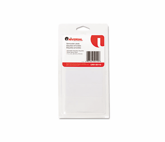 UNV50110 Removable Self-Adhesive Multi-Use Labels, 1 x 3, White, 250/Pack By UNIVERSAL OFFICE PRODUCTS