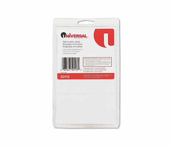 UNV50113 Removable Self-Adhesive Multi-Use Labels, 2 x 4, White, 120/Pack By UNIVERSAL OFFICE PRODUCTS