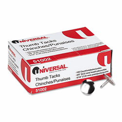 UNV51002 Thumb Tacks, Steel, Silver, 5/16", 100/Pack By UNIVERSAL OFFICE PRODUCTS