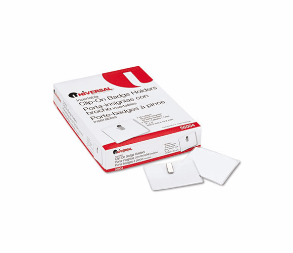 UNV56004 Clear Badge Holders w/Inserts, Top Load, 3 x 4, White, 50/Box By UNIVERSAL OFFICE PRODUCTS