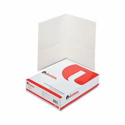 UNV56604 Two-Pocket Portfolio, Embossed Leather Grain Paper, White, 25/Box By UNIVERSAL OFFICE PRODUCTS