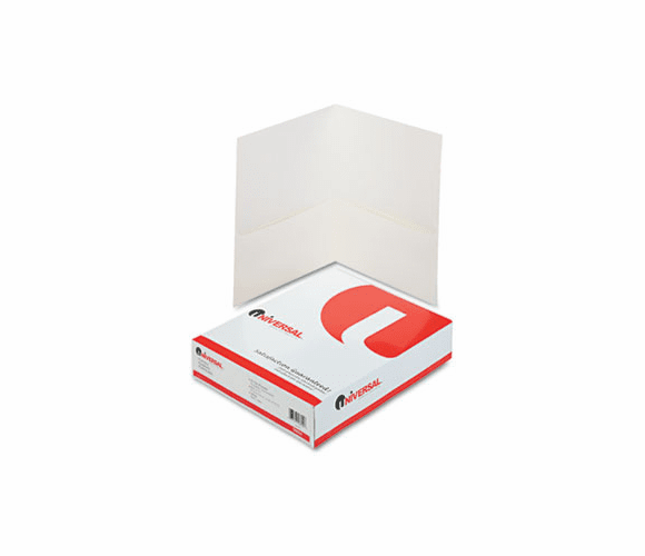 UNV56604 Two-Pocket Portfolio, Embossed Leather Grain Paper, White, 25/Box By UNIVERSAL OFFICE PRODUCTS