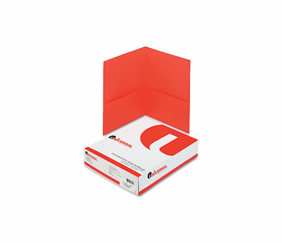 UNV56611 Two-Pocket Portfolio, Embossed Leather Grain Paper, Red, 25/Box By UNIVERSAL OFFICE PRODUCTS