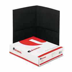 UNV56616 Two-Pocket Portfolio, Embossed Leather Grain Paper, Black, 25/Box By UNIVERSAL OFFICE PRODUCTS