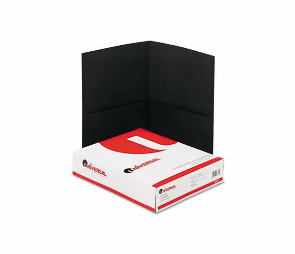UNV56616 Two-Pocket Portfolio, Embossed Leather Grain Paper, Black, 25/Box By UNIVERSAL OFFICE PRODUCTS