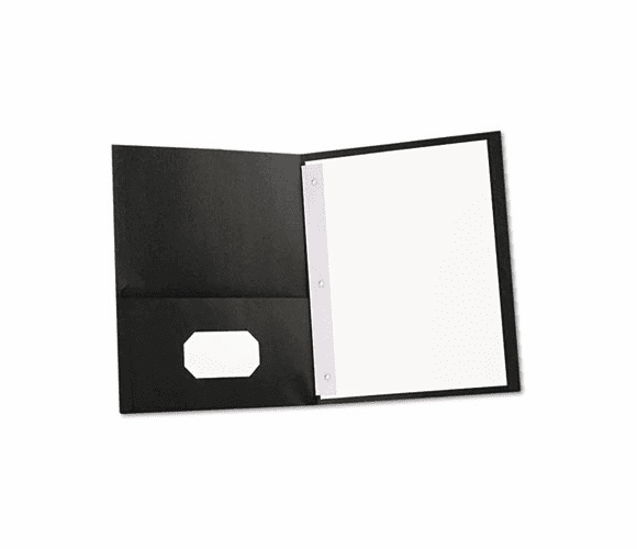 UNV57114 Two-Pocket Portfolios w/Tang Fasteners, 11 x 8-1/2, Black, 25/Box By UNIVERSAL OFFICE PRODUCTS