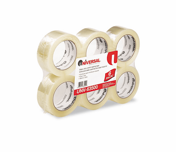UNV63500 Box Sealing Tape, 2" x 110 yards, 3" Core, Clear, 6/Box By UNIVERSAL OFFICE PRODUCTS