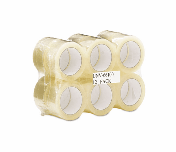 UNV66100 Box Sealing Tape, 2" x 110 yards, 3" Core, Clear, 12/Pack By UNIVERSAL OFFICE PRODUCTS