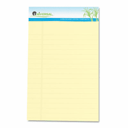 UNV66200 Sugarcane Based Writing Pads, Wide Rule, 8 x 5, Canary, 2 50-Sheet Pads/Pack By UNIVERSAL OFFICE PRODUCTS