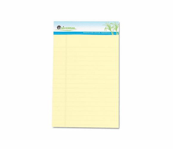 UNV66200 Sugarcane Based Writing Pads, Wide Rule, 8 x 5, Canary, 2 50-Sheet Pads/Pack By UNIVERSAL OFFICE PRODUCTS