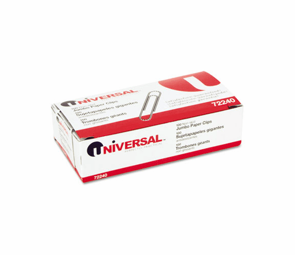 UNV72240BX Nonskid Paper Clips, Wire, Jumbo, Silver, 100/Box By UNIVERSAL OFFICE PRODUCTS