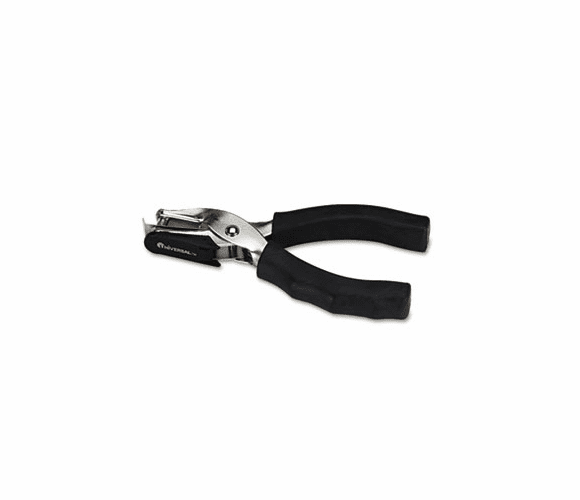 UNV74321 Eight-Sheet Handheld 1/4" Hole Punch, Metal with Rubber Grip, Black By UNIVERSAL OFFICE PRODUCTS
