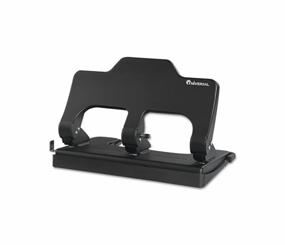 UNV74325 30-Sheet Three-Hole Power Assist Punch, Black By UNIVERSAL OFFICE PRODUCTS
