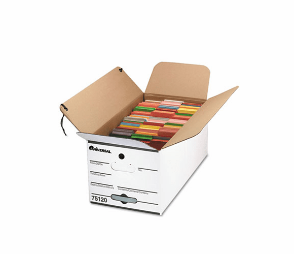 UNV75120 Economy Storage Box, Tie Close, Letter, Fiberboard, White, 12/Ct By UNIVERSAL OFFICE PRODUCTS